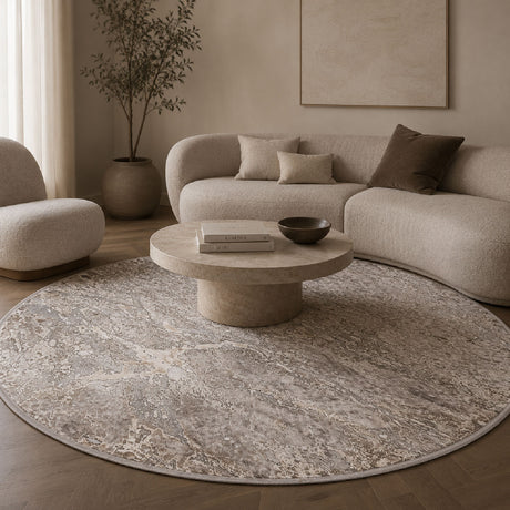   Brown Viscose Round Carpet | Oroa.com