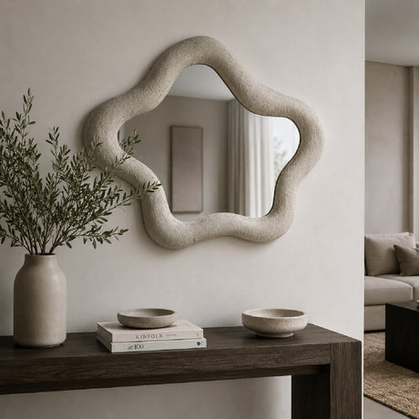   Beige Organic-Shaped Mirror | Oroa.com