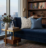 Vine Floral Print Pillow Cover in Indigo on Natural