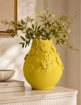 Remy Yellow Ceramic Flower Vase – OROA – front view