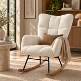 White Upholstered Rocking Chair | OROA