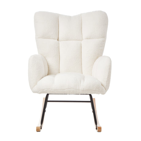 White Upholstered Rocking Chair | OROA