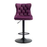 Purple Adjustable Swivel Velvet Bar Stools (2) | OROA