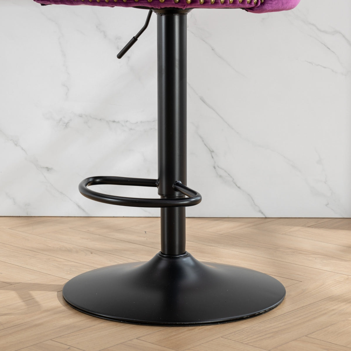 Purple Adjustable Swivel Velvet Bar Stools (2) | OROA