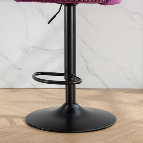 Purple Adjustable Swivel Velvet Bar Stools (2) | OROA