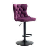 Purple Adjustable Swivel Velvet Bar Stools (2) | OROA