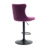 Purple Adjustable Swivel Velvet Bar Stools (2) | OROA