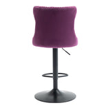 Purple Adjustable Swivel Velvet Bar Stools (2) | OROA