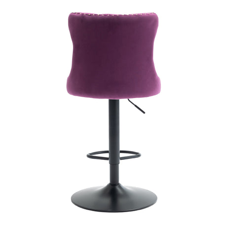 Purple Adjustable Swivel Velvet Bar Stools (2) | OROA