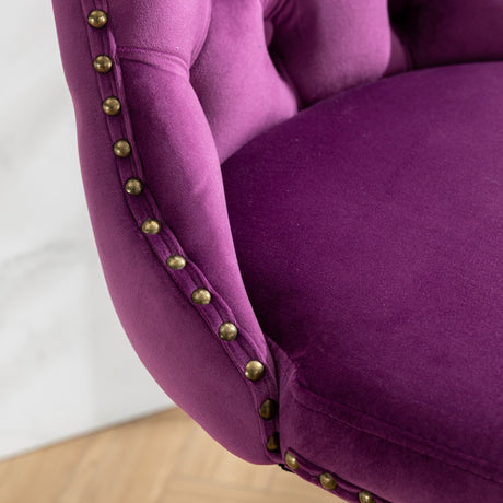 Purple Adjustable Swivel Velvet Bar Stools (2) | OROA