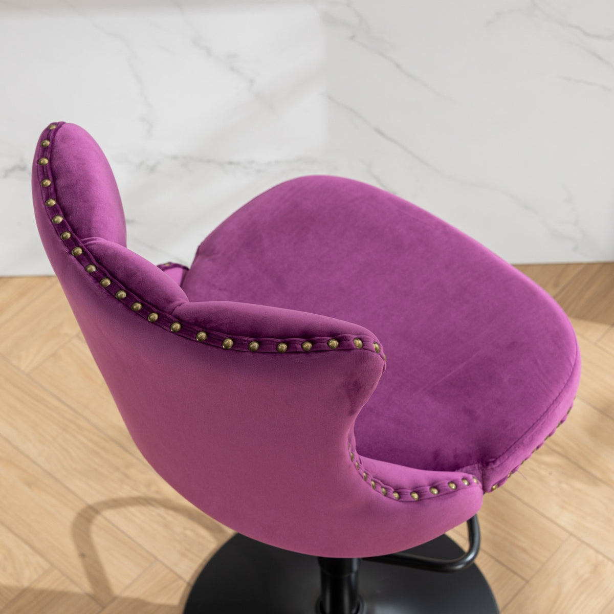 Purple Adjustable Swivel Velvet Bar Stools (2) | OROA