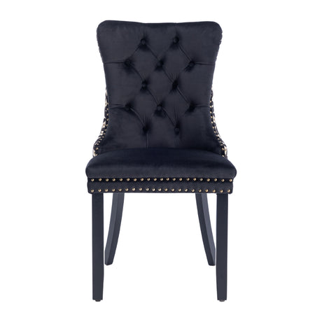 Black Velvet Tufted Dining Chair Set (2) | OROA