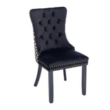 Black Velvet Tufted Dining Chair Set (2) | OROA