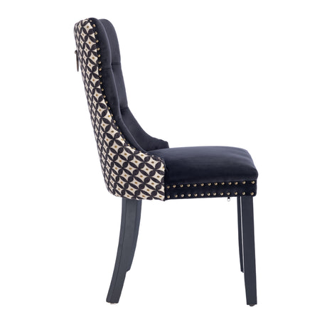 Black Velvet Tufted Dining Chair Set (2) | OROA
