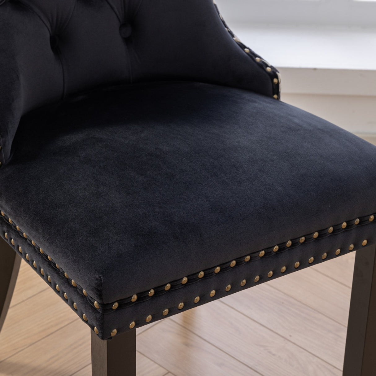 Black Velvet Tufted Dining Chair Set (2) | OROA