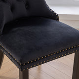 Black Velvet Tufted Dining Chair Set (2) | OROA