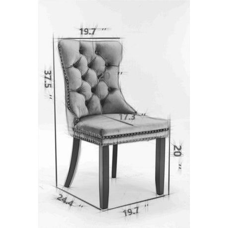 Beige Velvet Tufted Dining Chair Set (2) | OROA