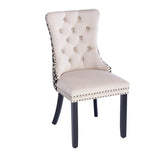 Beige Velvet Tufted Dining Chair Set (2) | OROA