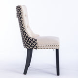 Beige Velvet Tufted Dining Chair Set (2) | OROA