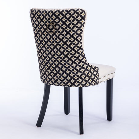 Beige Velvet Tufted Dining Chair Set (2) | OROA