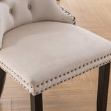 Beige Velvet Tufted Dining Chair Set (2) | OROA