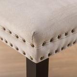 Beige Velvet Tufted Dining Chair Set (2) | OROA