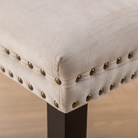 Beige Velvet Tufted Dining Chair Set (2) | OROA