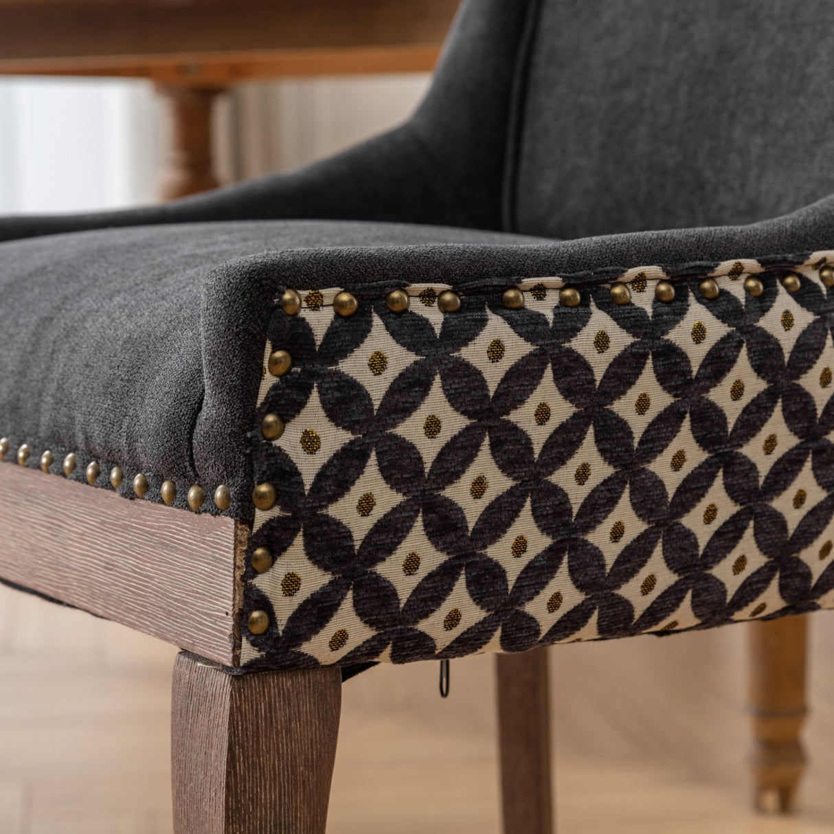 Charcoal Black Upholstered Dining Chair Set (2) | OROA
