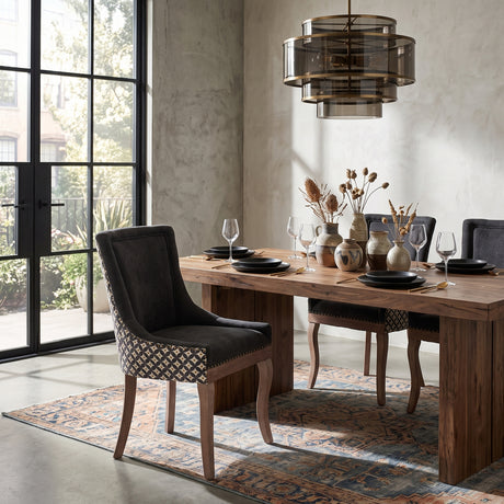 Charcoal Black Upholstered Dining Chair Set (2) | OROA