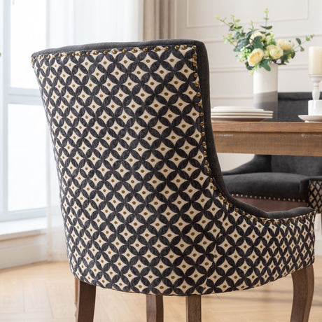 Charcoal Black Upholstered Dining Chair Set (2) | OROA