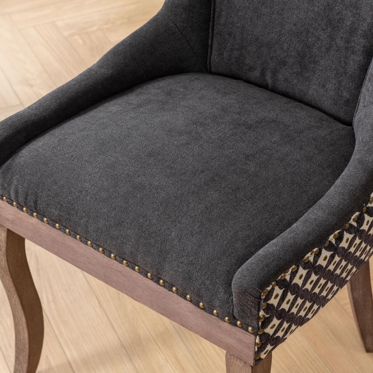 Charcoal Black Upholstered Dining Chair Set (2) | OROA