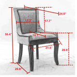 Charcoal Black Upholstered Dining Chair Set (2) | OROA