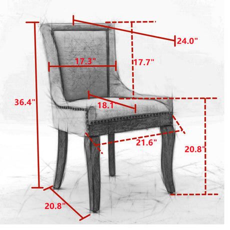 Charcoal Black Upholstered Dining Chair Set (2) | OROA