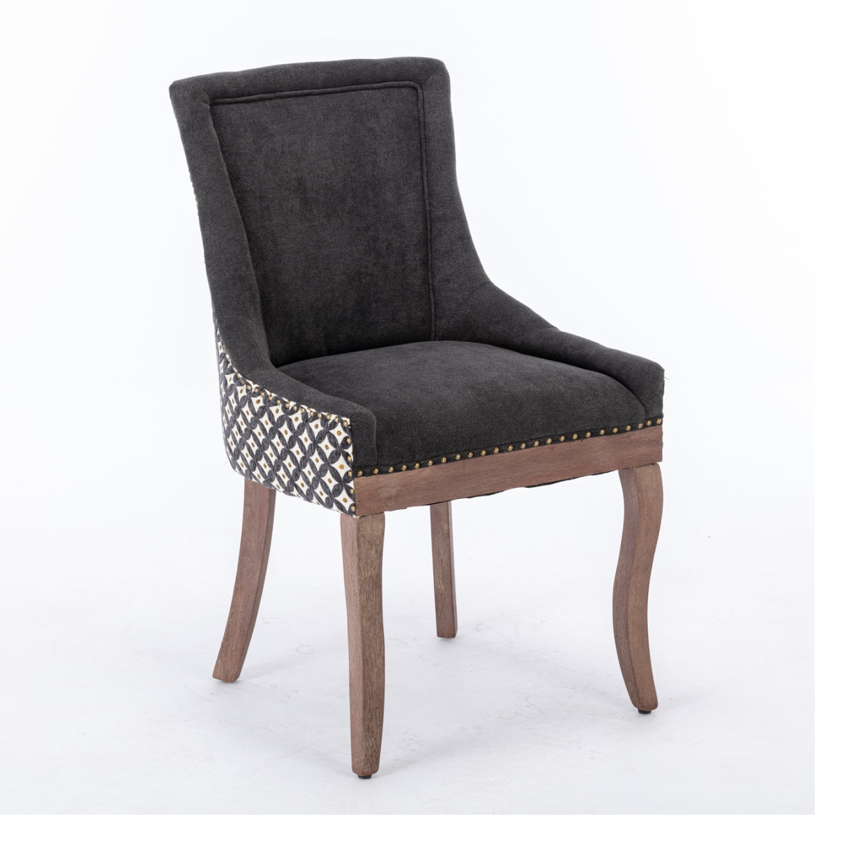 Charcoal Black Upholstered Dining Chair Set (2) | OROA