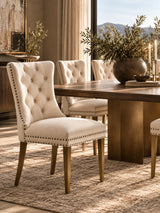 Tufted Beige Velvet Dining Chairs (2) | OROA