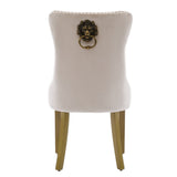 Tufted Beige Velvet Dining Chairs (2) | OROA