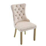 Tufted Beige Velvet Dining Chairs (2) | OROA