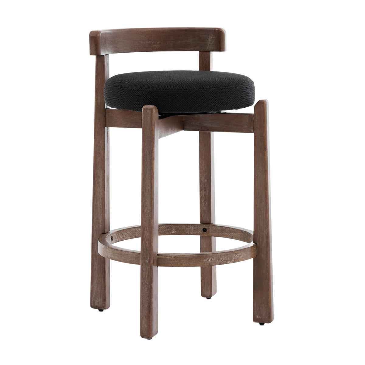 Black Mid-Century Modern Swivel Counter Stools (2) | OROA
