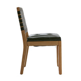 Hunter Green Woven PU Leather Dining Chairs (2) | OROA