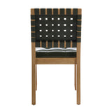 Hunter Green Woven PU Leather Dining Chairs (2) | OROA