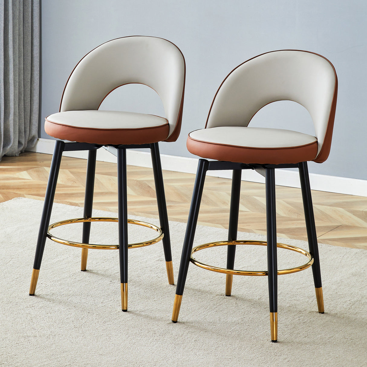 Modern Brown and Light Gray Barstools (2) | OROA