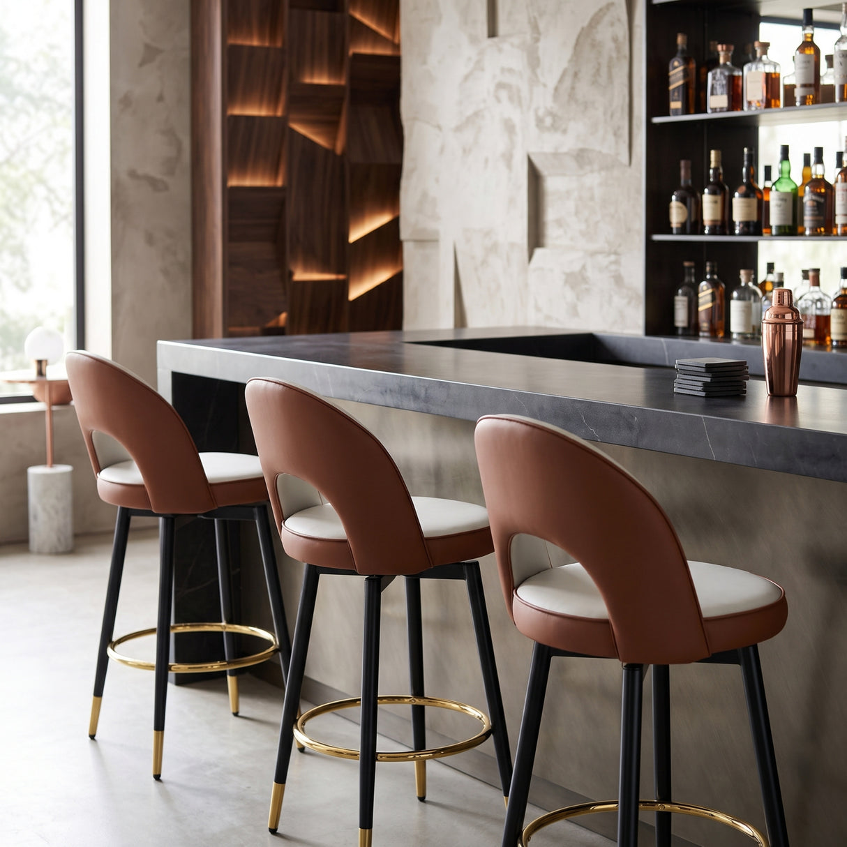 Modern Brown and Light Gray Barstools (2) | OROA