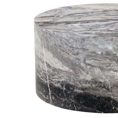 Minimalist Gray Round Marble Coffee Table | OROA