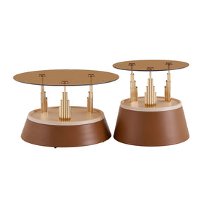Modern European furniture - Brown Gold Nesting Coffee Table Set - www.oroa.com
