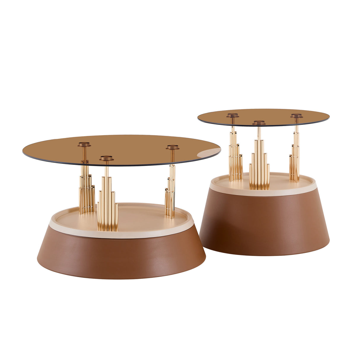 Brown Gold Nesting Coffee Table Set | OROA