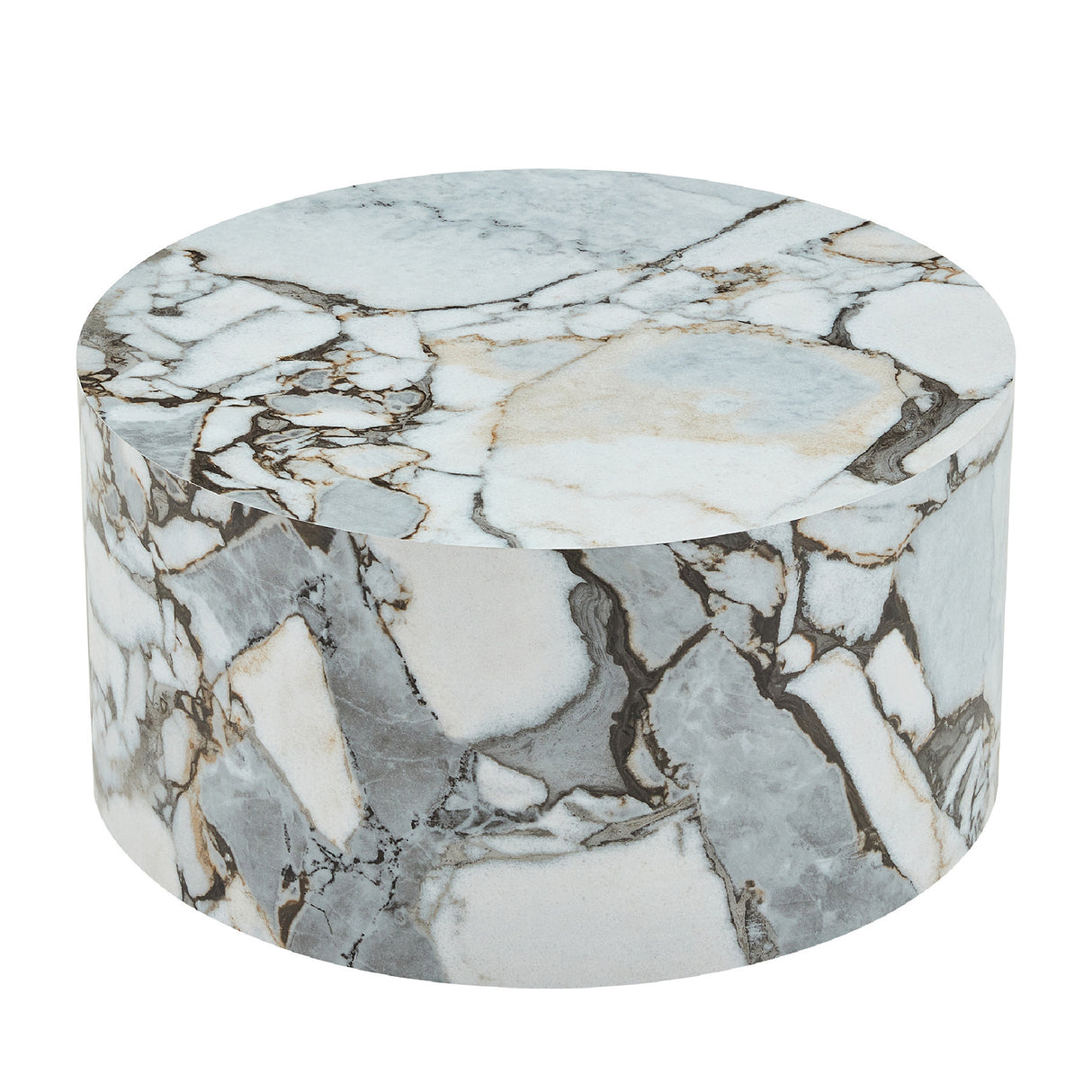 White Marble Cylindrical Coffee Table | OROA