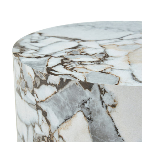 White Marble Cylindrical Coffee Table | OROA