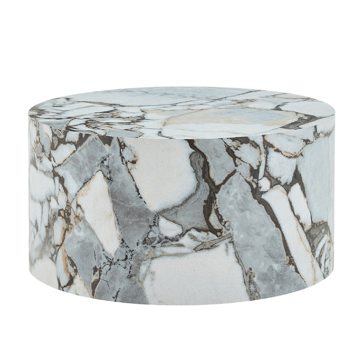 White Marble Cylindrical Coffee Table | OROA