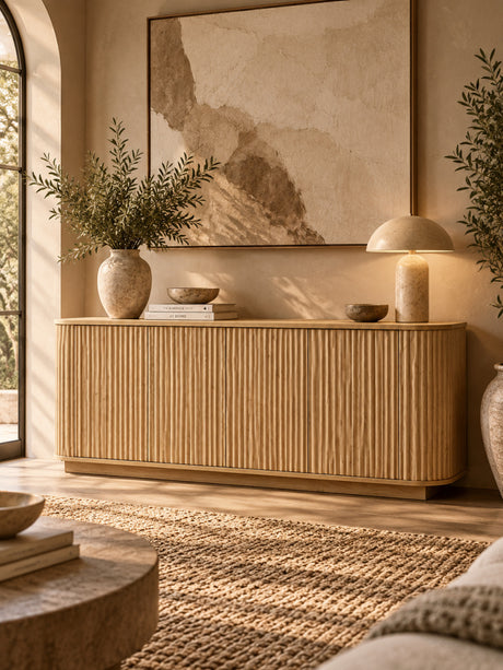 Modern European furniture - Wooden Vertical Striped Sideboard - www.oroa.com