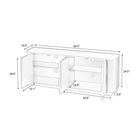 Modern European furniture - Wooden Vertical Striped Sideboard - www.oroa.com